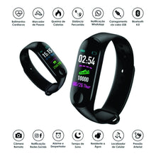 Carregar imagem no visualizador da galeria, Relogio Pulseira De Corrida Monitor Cardíaco M3 Preto SmartWatch